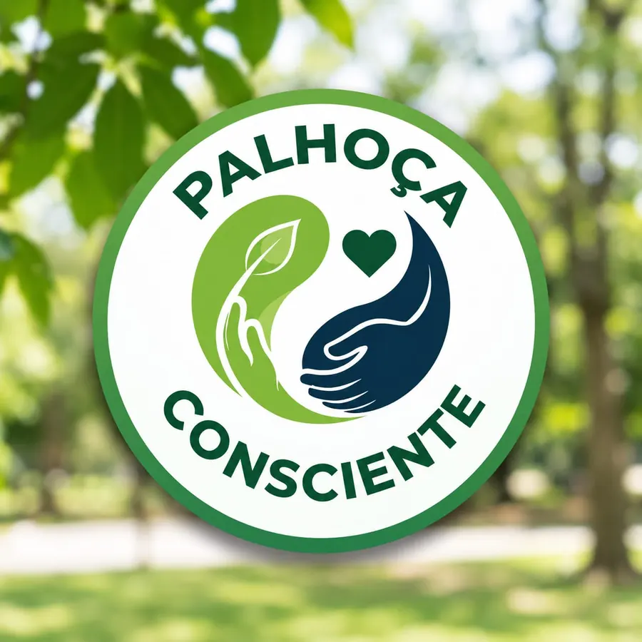 Logo do Palhoça Consciente: duas mãos em volta de um coração